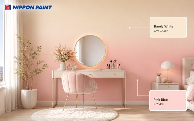 Hiệu ứng ombre tôn bật các chi tiết ánh kim và nội thất màu be