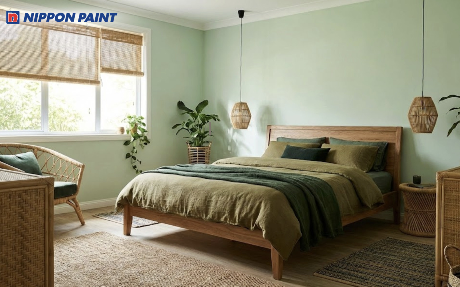 Sắc màu gợi sự tươi mới và gần gũi với thiên nhiên, giúp không gian luôn thoáng đãng