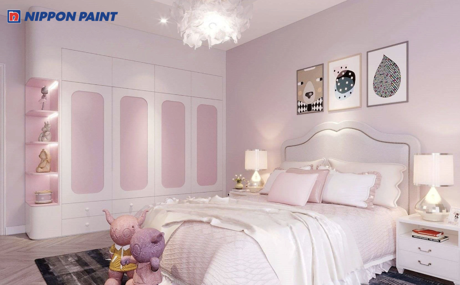 Sắc hồng dịu giúp không gian trở nên nhẹ nhàng, hài hòa và dễ kết hợp nội thất