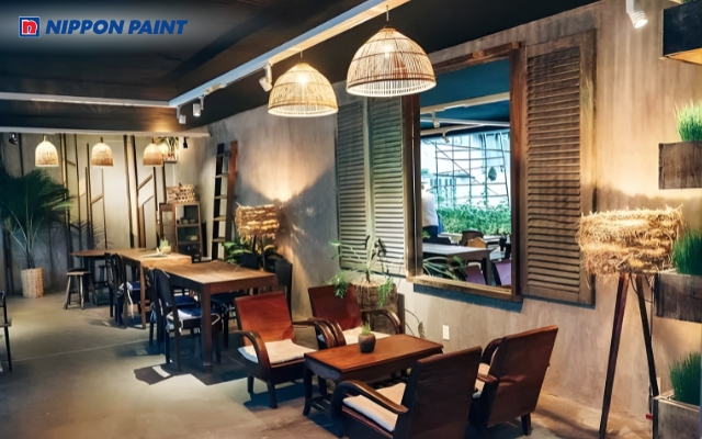 Thiết kế màu sơn đẹp cho quán cà phê màu với màu Liberty Gray