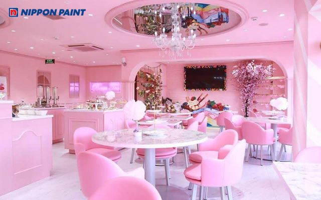 Thiết quán cà phê đậm chất “bánh bèo” với màu Pink Bonnet
