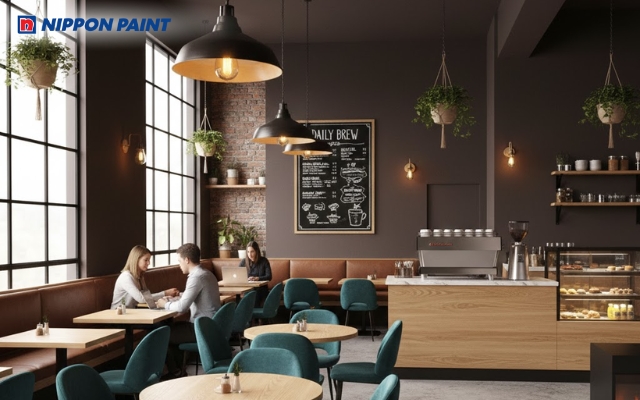 Thiết kế màu sơn quán cà phê với màu Brown Sugar