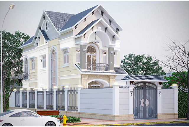 Mẫu 2: Màu trắng luôn là một trong những lựa chọn màu sơn mặt tiền nhà đẹp nhất