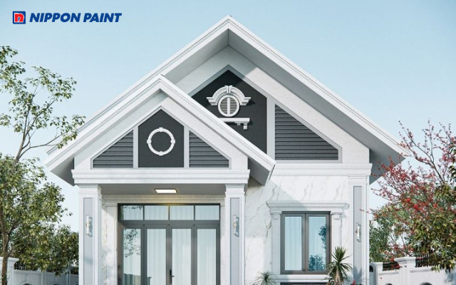 Mẫu 6: Gam trắng sứ tạo sự mềm mại và thanh lịch cho mặt tiền ngôi nhà