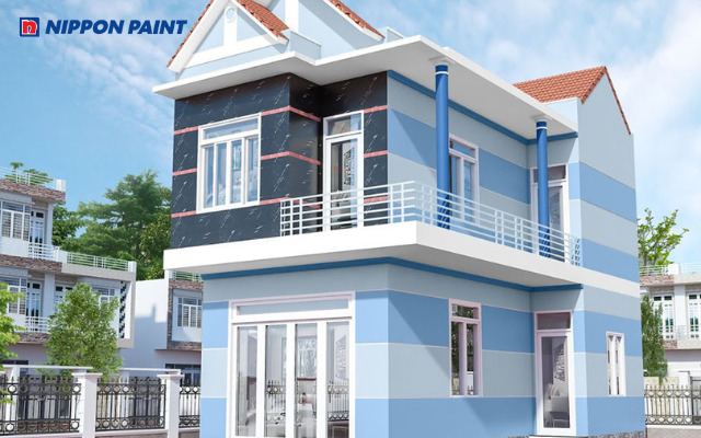 Mẫu 16: Xanh dương tạo không gian mát mẻ, thư thái và thanh thoát cho nhà