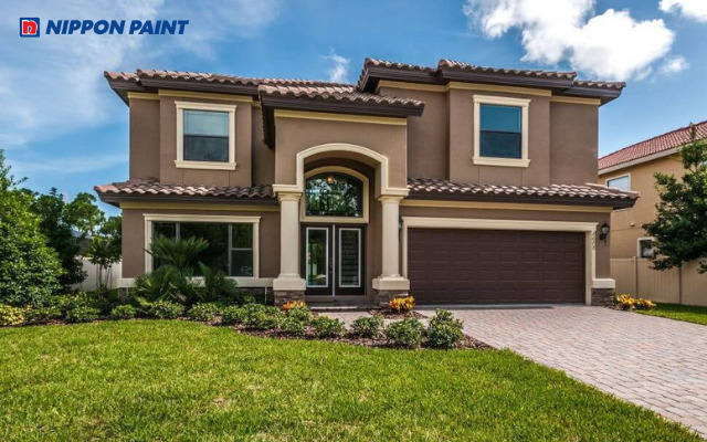 Mẫu 35: Sơn mặt tiền biệt thự màu nâu (25B - 4D) mang đến không gian ấm cúng, dịu nhẹ cho gia chủ