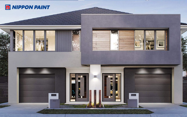 Mẫu 14: Ghi xám mang lại sự hiện đại, tinh tế và thanh lịch cho mặt tiền