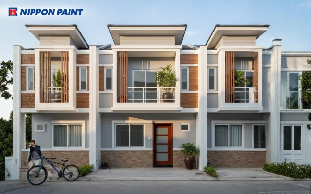 Màu xám mang năng lượng Kim, kết hợp viền trắng giúp nhấn chi tiết kiến trúc