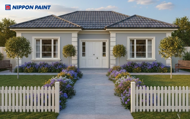 Xám giúp trung tính, vàng kem tạo điểm hút ánh nhìn nhẹ nhàng