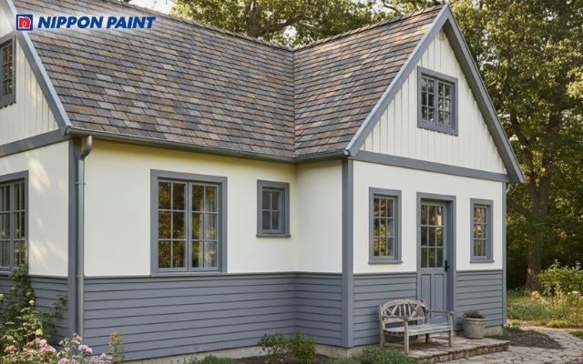 Mẫu phối này tạo nên vẻ sang trọng, kết hợp hài hòa giữa ánh sáng và vật liệu kiến trúc