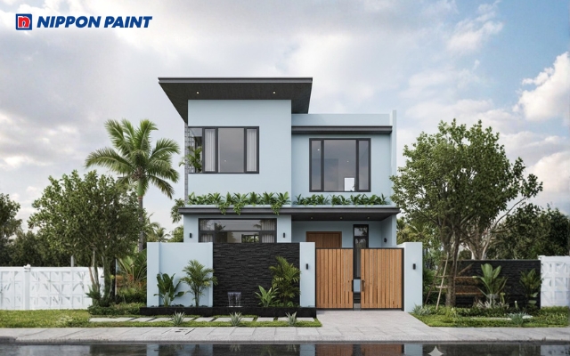 Sự kết hợp giữa xanh dương và đen tạo chiều sâu, tăng điểm nhấn cho ngoại thất