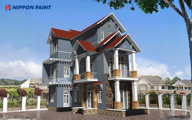 Mẫu 9: Màu xám tối - ghi sáng làm nổi bật nét hiện đại của ngôi nhà