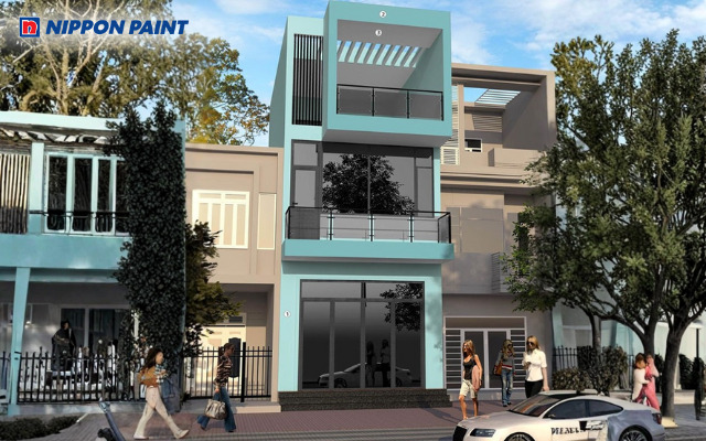 Mẫu 4: Nhà sơn xanh ngọc mang vẻ sang trọng và tinh tế
