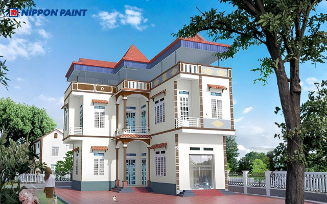 Mẫu 12: Nhà sơn trắng sứ mang vẻ thanh lịch, hiện đại