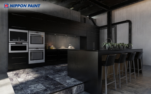 Màu đen mờ mang đến vẻ đẹp huyền bí và sang trọng cho gian bếp 