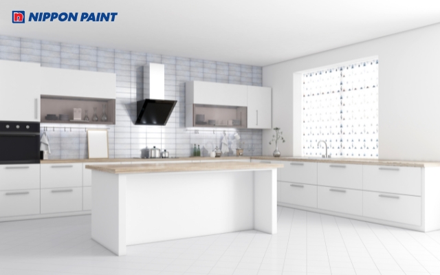 Phòng bếp sơn màu trắng mang vẻ đẹp thanh lịch và hiện đại