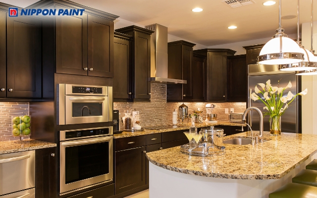 Chọn màu sơn phù hợp với nội thất bếp sẽ tạo nên tổng thể hài hoà, tinh tế
