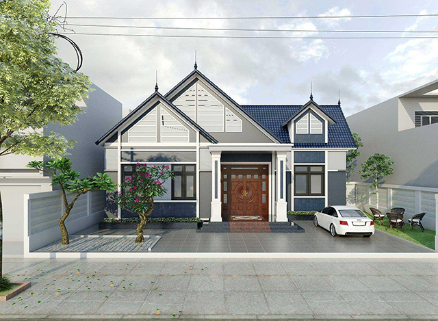 Căn nhà trở nên mát mẻ, dễ chịu và thanh lịch hơn với sự kết hợp của các màu trắng, xám và xanh