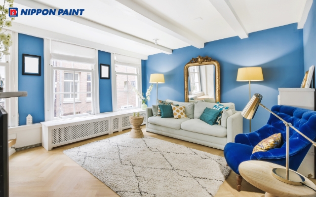 Tường xanh dương, cân bằng năng lượng và may mắn cho gia chủ mệnh Mộc