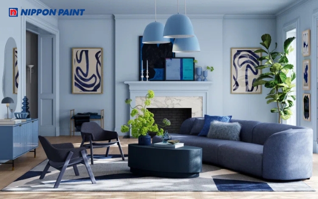 Tông màu xanh dương dễ dàng kết hợp với nhiều gam màu nội thất