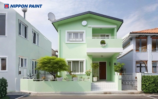 Sơn nhà màu xanh lá thu hút vượng khí cho gia chủ