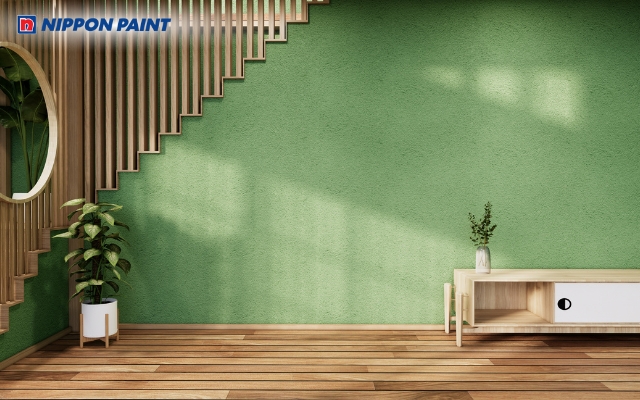 Tường màu xanh lá, mang hơi thở thiên nhiên vào nhà