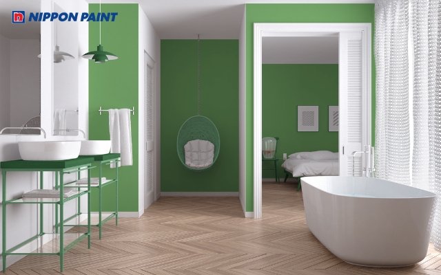 Thư giãn cùng bức tường xanh lá thân thiện