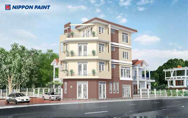 Mẫu 18: Biệt thự nhã nhặn với White Shadow, điểm nhấn Mole trên tường và mái nổi bật