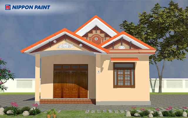 Mẫu 14: Nhà nổi bật giữa vườn với Toasted Macaron, Nippon 13R, 18R và Spanish Nut