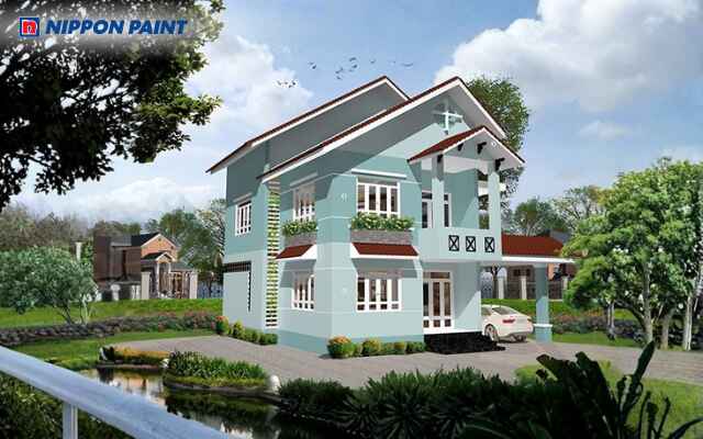 Mẫu 17: Biệt thự hài hòa với thiên nhiên, phối Friendly Sky, Alaskan Blue, White BS 9102