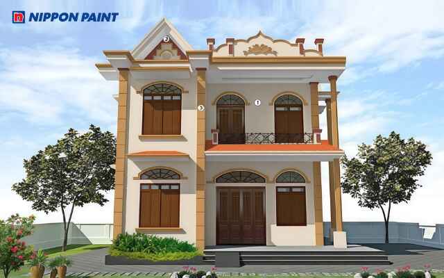 Mẫu 1: Căn nhà vườn dịu dàng, hài hòa với thiên nhiên, nổi bật nhờ phối màu Aureole và Golden Ochre