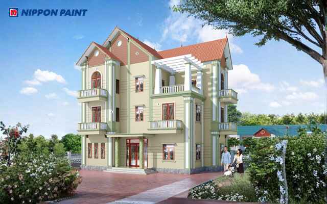 Mẫu 23: Biệt thự Minced Onion chủ đạo, phào Academy Gray, điểm nhấn German Chocolate