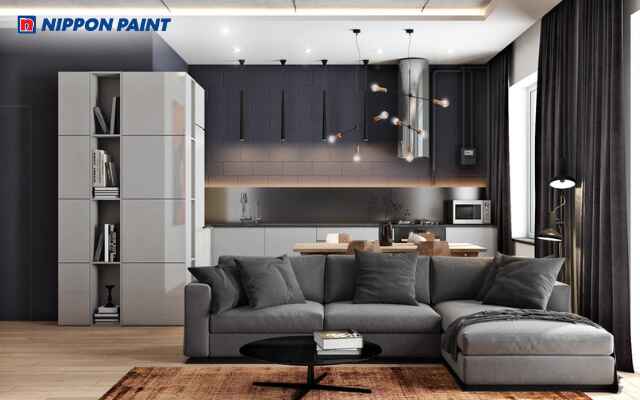 Mẫu 23: Tông đen xám tạo vẻ cá tính và sang trọng cho không gian