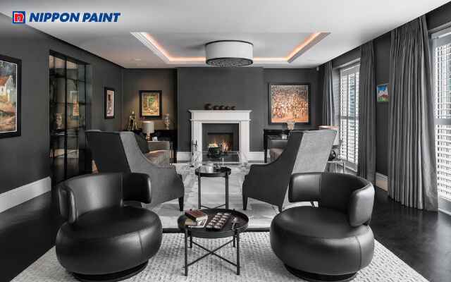 Mẫu 22: Phòng khách hiện đại với sự hòa quyện giữa đen và xám