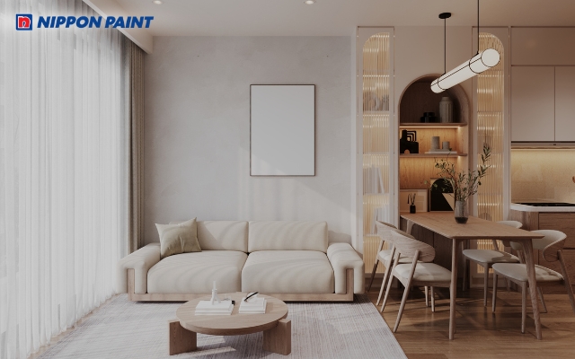 Màu sơn phòng khách nhà ống nên ưu tiên các gam màu trung tính sáng để không gian trở nên rộng rãi