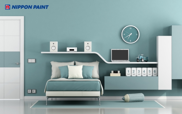 Màu xanh lam kết hợp đồ nội thất hiện đại cho bé trai năng động