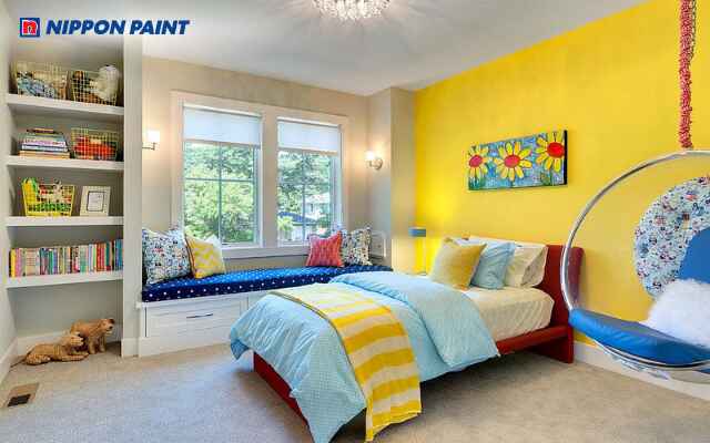 Phòng ngủ màu vàng lý tưởng cho bé trai yêu thích không gian sáng và sinh động