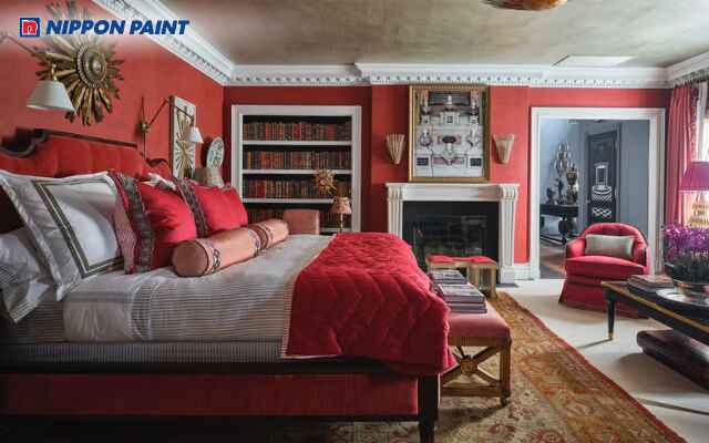 Mẫu 28: Gam đỏ đất nhẹ nhàng mang lại cảm giác sang trọng và lãng mạn cho phòng ngủ