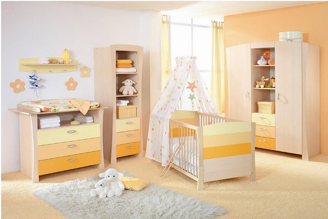 Phòng ngủ màu vàng nhạt được thiết kế đơn giản (Mã màu Queen Anne's Lace 31A-3P)