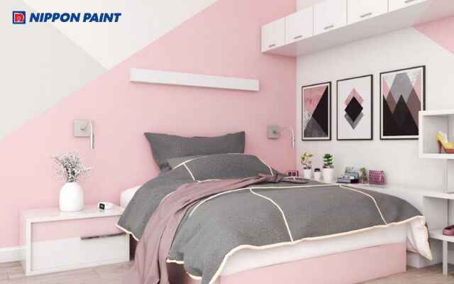 Mẫu thiết kế phòng ngủ hồng-trắng dành cho cô gái yêu thích phong cách dịu dàng, hiện đại