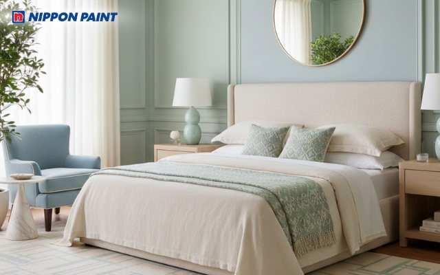 Bảng màu tương sinh lý tưởng, tăng sinh khí và tạo không gian nghỉ ngơi dễ chịu cho người mệnh Mộc