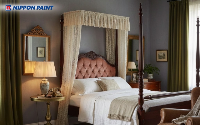 Gam xám ấm gợi nét hoài niệm, tạo chiều sâu tinh tế cho không gian nghỉ ngơi