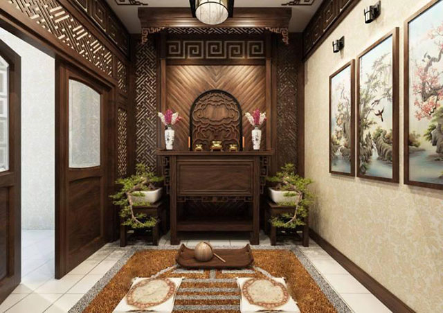 Tường sơn giả đá màu be kết hợp với màu nâu của gỗ mang đến vẻ đẹp đậm chất tự nhiên