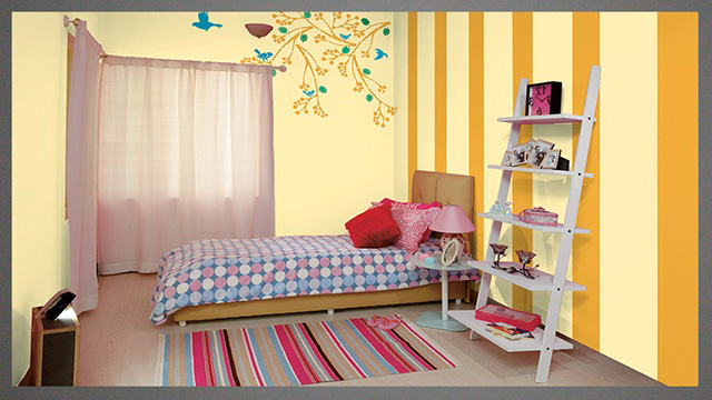 Mẫu 11: Sự kết hợp giữa màu sơn vàng xen cam đem lại sự năng động cho gia chủ