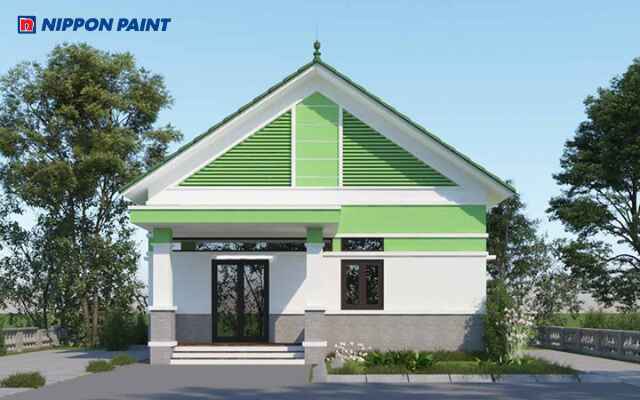 Mẫu 7: Homestay sơn màu xanh lá cây kết hợp gỗ và tre tạo không gian nghỉ dưỡng thư giãn