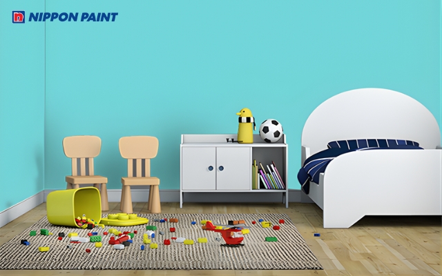 Mẫu 4: Màu sơn xanh ngọc cho phòng ngủ giúp khơi gợi sáng tạo cho trẻ (Turquoise Reflection NP BGG 2742P)