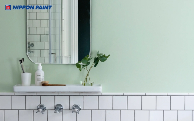 Màu 15: Phong cách phòng tắm tinh nghịch, hiện đại cùng màu xanh ngọc