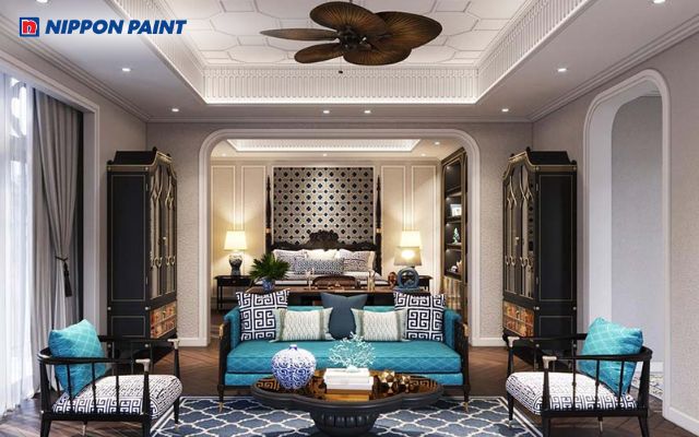 Mẫu trần bê tông đẹp, sang trọng với tông màu trắng xám thời thượng