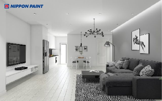 Với màu trắng xám của trần bê tông, không gian sống trở nên hiện đại, cá tính hơn