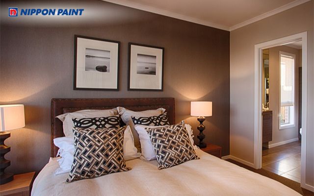 Mẫu trần bê tông đẹp với tông nâu be mang lại cảm giác ấm áp, sang trọng